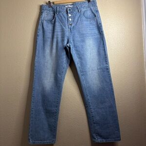 MISSLOOK Women’s Relaxed Leg Blue Button-Fly Jeans size XL 34x30